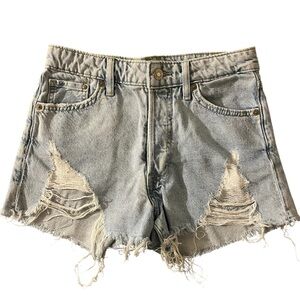 H&M Light Blue Distressed Jean Shorts 4